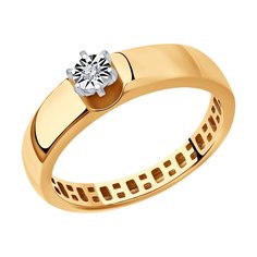 Кольцо из комбинированного золота р. 19 Diamant 51-210-01419-1, бриллиант