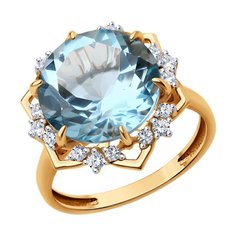 Кольцо из красного золота р. 18 Diamant 51-310-02159-1, топаз/фианит