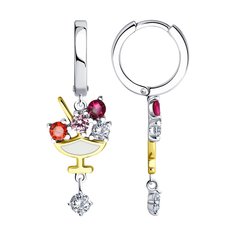 Серьги из серебра SOKOLOV 94026661, корунд искусственный\фианит