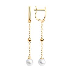 Серьги подвески из красного золота Diamant 31-321-01805-1, жемчуг культивированный
