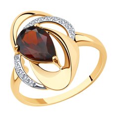 Кольцо из красного золота р. 17 Diamant 51-310-00938-1, фианит\гранат