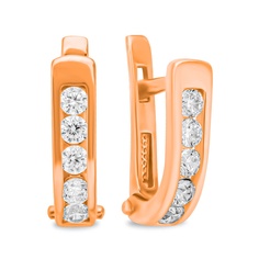 Серьги из красного золота 585Gold 602001508, фианит