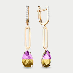 Серьги из розового золота Гранат 21803385, фианит Granat