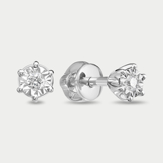 Серьги из белого золота ЭТАЛОН 12-12-5006, бриллиант