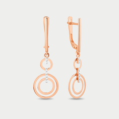 Серьги из розового золота Династия 500712-1102, фианит