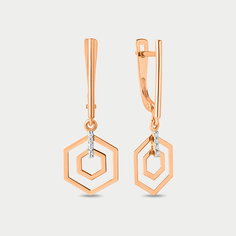 Серьги из розового золота Династия 500102-1102, фианит