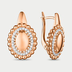 Серьги из розового золота Золотая ладья 20-10010-2215, фианит