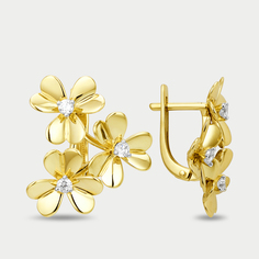 Серьги из желтого золота Династия 010642-4102, фианит