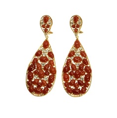 Серьги подвески из серебра Джей Ви OR_3460RT_SR_COR_001_PINK