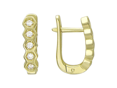 Серьги из желтого золота Эстет 01С136538, фианит