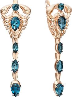 Серьги подвески из красного золота PLATINA jewelry 02-5294-00-201-1110, топаз