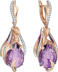 Серьги подвески из красного золота PLATINA jewelry 02-5296-00-225-1110