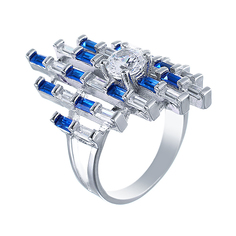 Кольцо из серебра р. 16,5 Джей Ви R-J2208_KO_003_WG, фианит