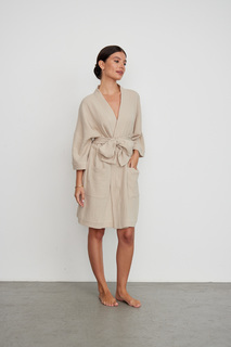Халат женский 8 HORAS of silk 80Hamu бежевый 44-48 RU