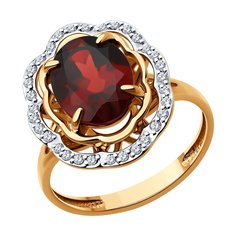 Кольцо из красного золота р. 17,5 Diamant 51-310-02510-2, фианит\гранат