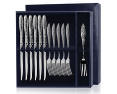 Серебряный десертный набор «Морозко» 12 предметов 039ВЛ02001; 042НЖ02001;Ф0841215/Р АргентА