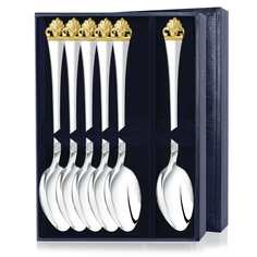 Набор серебряных столовых ложек «Афина» 6 предметов с позолотой1479НБ01802 АргентА