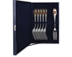 Набор серебряных столовых вилок «Единство» с позолотой252НБ01002 АргентА