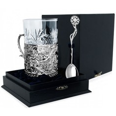 Серебряный подстаканник "Подарочный" с ложкой437НБ03801 АргентА