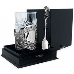 Серебряный подстаканник "Глухарь" с ложкой619НБ03803 АргентА