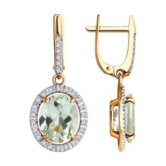 Серьги из красного золота Diamant 51-321-02442-3, фианит\празиолит