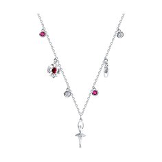 Колье из серебра 38 см SOKOLOV 94071002, корунд искусственный\фианит