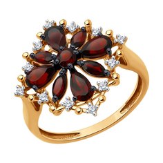 Кольцо из красного золота р. 17,5 Diamant 51-310-02484-1, фианит\гранат