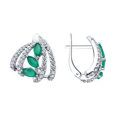Серьги из серебра SOKOLOV 92023055, фианит\агат