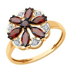Кольцо из красного золота р. 17 Diamant 51-310-02343-4, фианит\гранат