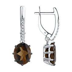 Серьги из серебра Diamant 94-321-02054-4, фианит\раухтопаз