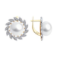 Серьги из серебра Diamant 93-320-01951-1, фианит/жемчуг культивированный