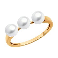 Кольцо из красного золота SOKOLOV 791257, жемчуг культивированный