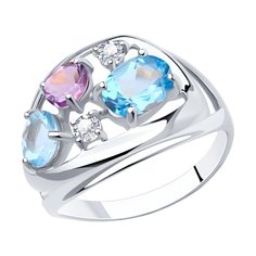 Кольцо из серебра р. 20 Diamant 94-310-00660-2, фианит\топаз\аметист