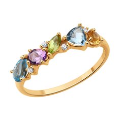 Кольцо из золота р. 16,5 Diamant 51-310-02408-1, фианит\хризолит\цитрин\топаз\аметист