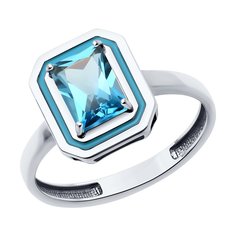 Кольцо из белого золота р. 18 Diamant 52-310-02450-1, эмаль\топаз