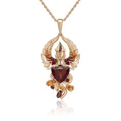 Кулон из красного золота PLATINA jewelry 03-3485-00-722-1110, гранат/эмаль/цитрин