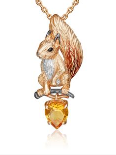 Кулон из красного золота PLATINA jewelry 03-3502-00-206-1110, эмаль/цитрин