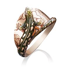 Кольцо из красного золота р. 20,5 PLATINA jewelry 01-5030-00-000-1110-59, эмаль