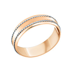Кольцо обручальное из комбинированного золота р. 24 PLATINA jewelry 01-5246-00-000-1111-39