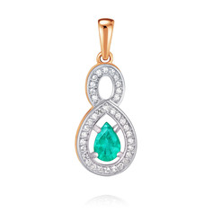 Кулон из красного золота ADAMAS 34041251/01-А50Д-433, бриллиант/изумруд АДАМАС