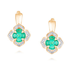 Серьги из красного золота ADAMAS 24041316/01-А50Д-433, бриллиант/изумруд АДАМАС
