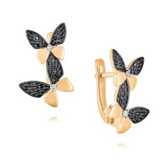 Серьги из желтого золота ADAMAS 24041437/01-А55ДЧ-421, бриллиант АДАМАС