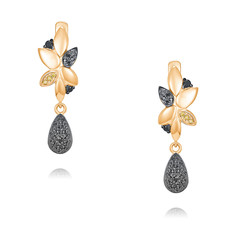 Серьги подвески из желтого золота ADAMAS 24041470/01-А55Ч-430, бриллиант АДАМАС