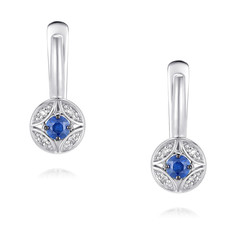 Серьги из белого золота ADAMAS 24041473/01-А51ДЧ-432, бриллиант/сапфир АДАМАС