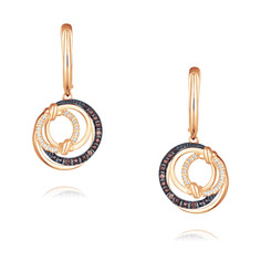 Серьги подвески из красного золота ADAMAS 24041604/01-А50Ч-790, фианит АДАМАС