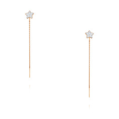 Серьги продевки из красного золота ADAMAS 25041556/01-А50Д-72, фианит АДАМАС