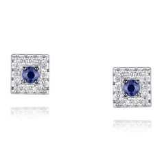 Серьги пусеты из красного золота ADAMAS 21037727/01-А50ДЧ-432, бриллиант/сапфир АДАМАС