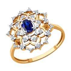 Кольцо из красного золота р. 17 Diamant 51-210-02397-1, бриллиант\сапфир