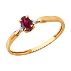 Кольцо из красного золота р. 16,5 Diamant 51-210-02400-2, бриллиант\рубин