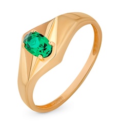 Кольцо из красного золота р. 17 585Gold 199000286, изумруд искусственный
